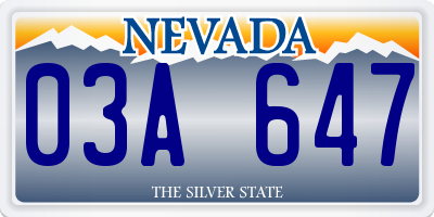 NV license plate 03A647