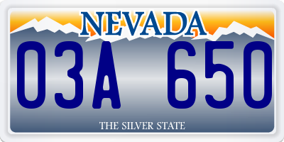 NV license plate 03A650
