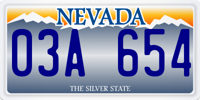 NV license plate 03A654