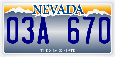 NV license plate 03A670