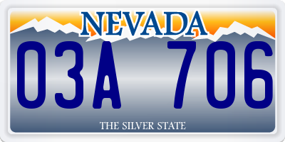 NV license plate 03A706