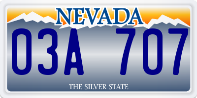NV license plate 03A707