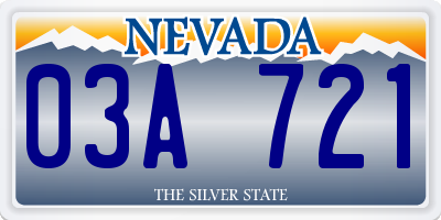 NV license plate 03A721