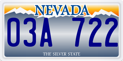 NV license plate 03A722