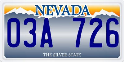 NV license plate 03A726