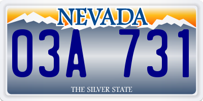 NV license plate 03A731