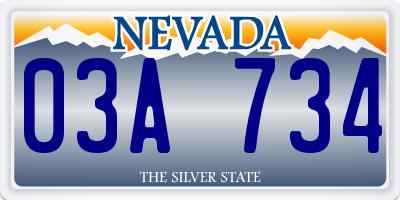 NV license plate 03A734