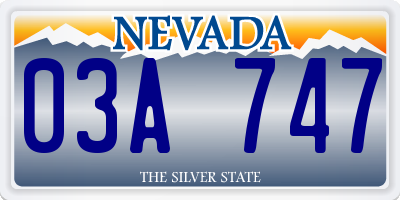 NV license plate 03A747