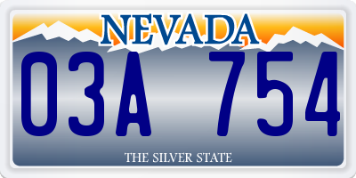 NV license plate 03A754