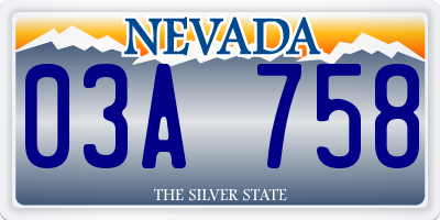 NV license plate 03A758