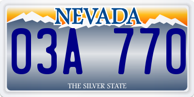 NV license plate 03A770