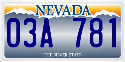 NV license plate 03A781