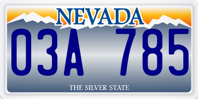 NV license plate 03A785