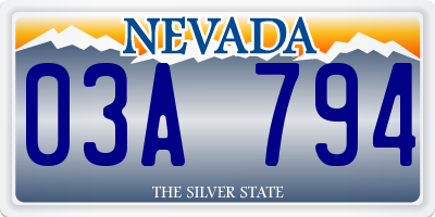 NV license plate 03A794