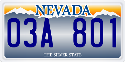 NV license plate 03A801