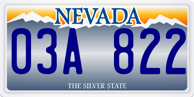 NV license plate 03A822