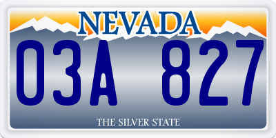 NV license plate 03A827