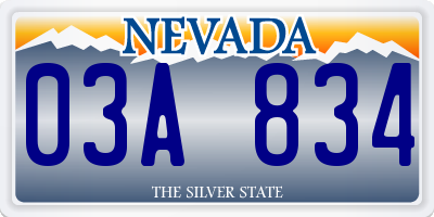 NV license plate 03A834