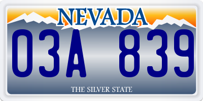 NV license plate 03A839