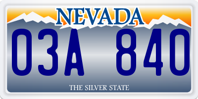 NV license plate 03A840