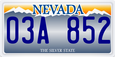 NV license plate 03A852