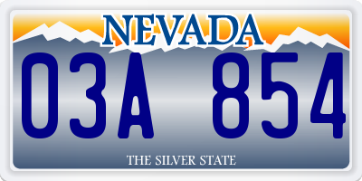 NV license plate 03A854