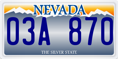 NV license plate 03A870