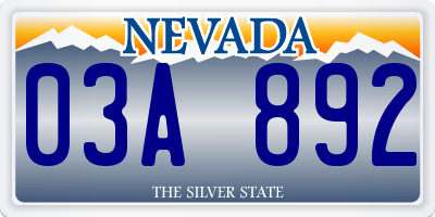 NV license plate 03A892