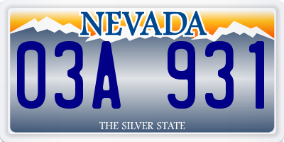 NV license plate 03A931