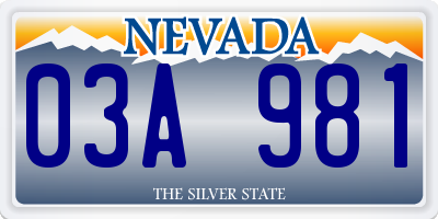 NV license plate 03A981