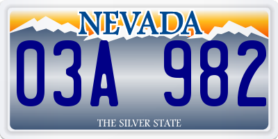 NV license plate 03A982