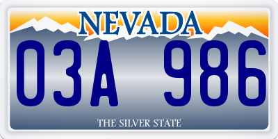 NV license plate 03A986