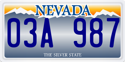 NV license plate 03A987