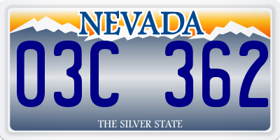 NV license plate 03C362