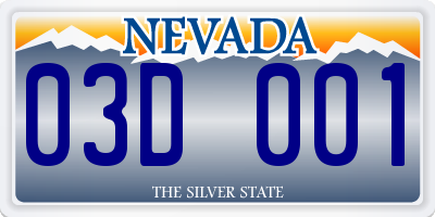 NV license plate 03D001