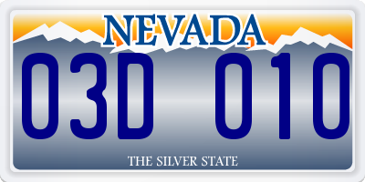 NV license plate 03D010