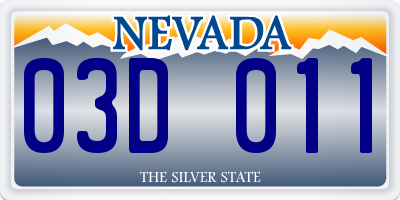 NV license plate 03D011