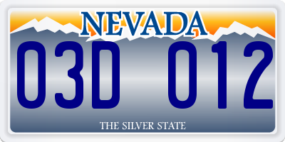 NV license plate 03D012
