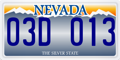 NV license plate 03D013