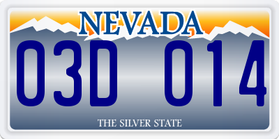 NV license plate 03D014