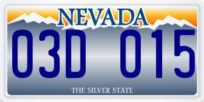 NV license plate 03D015
