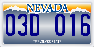 NV license plate 03D016