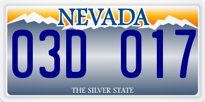 NV license plate 03D017