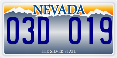 NV license plate 03D019