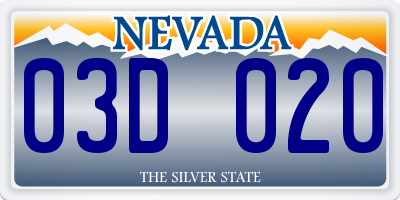 NV license plate 03D020