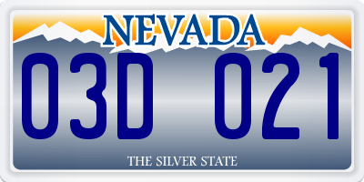 NV license plate 03D021