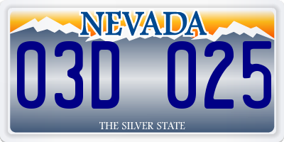 NV license plate 03D025
