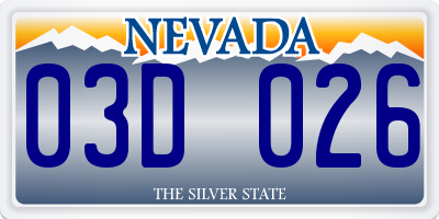 NV license plate 03D026