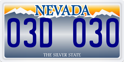 NV license plate 03D030