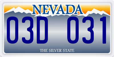NV license plate 03D031